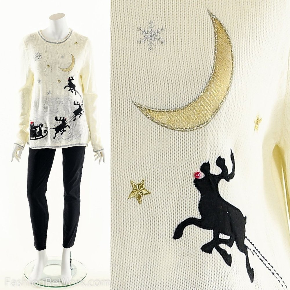 Rudolph Applique Christmas Sweater